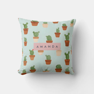 Personalised Cactus with Terracotta Pots Cushion