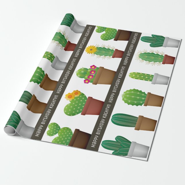 Personalised Cactus Wrapping Paper (Unrolled)