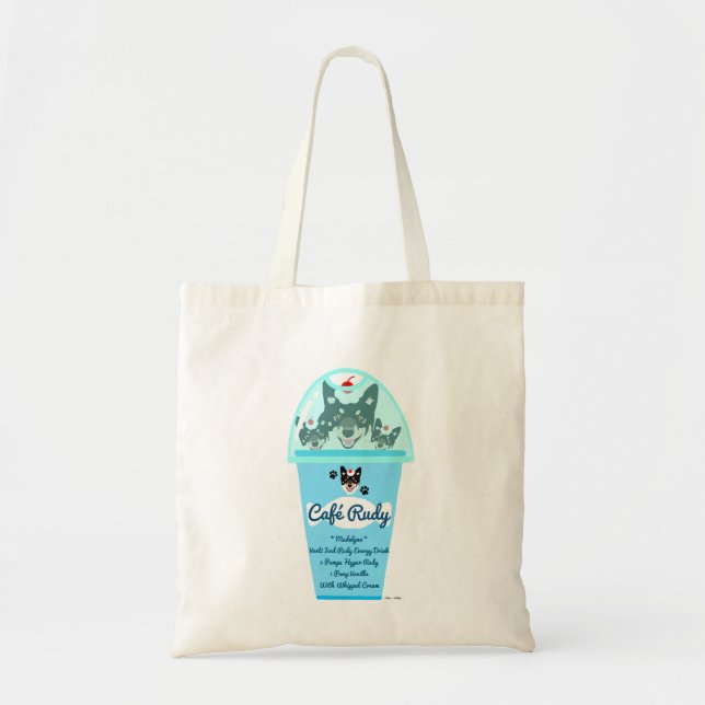 Personalised Café Dog Drink Tote Bag (Front)
