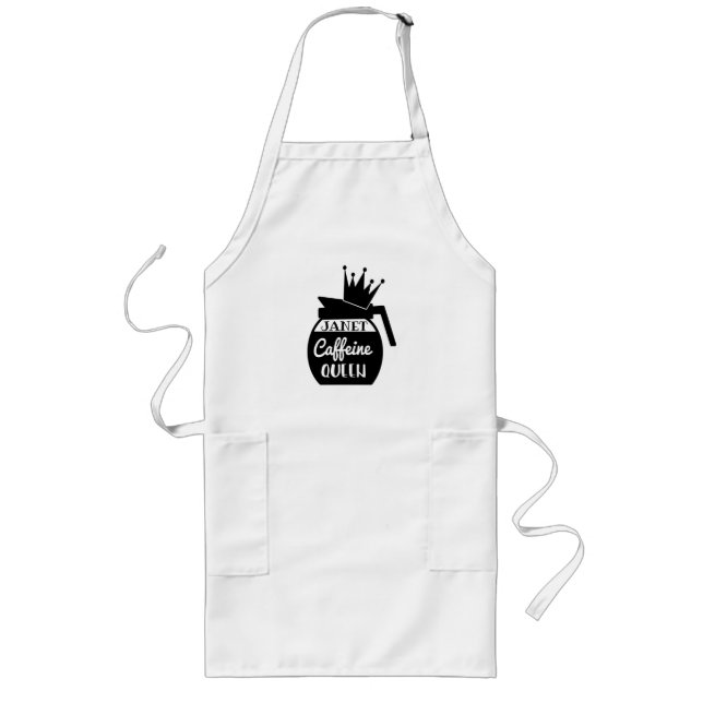 Personalised Caffeine QUEEN Coffee Pot Long Apron (Front)