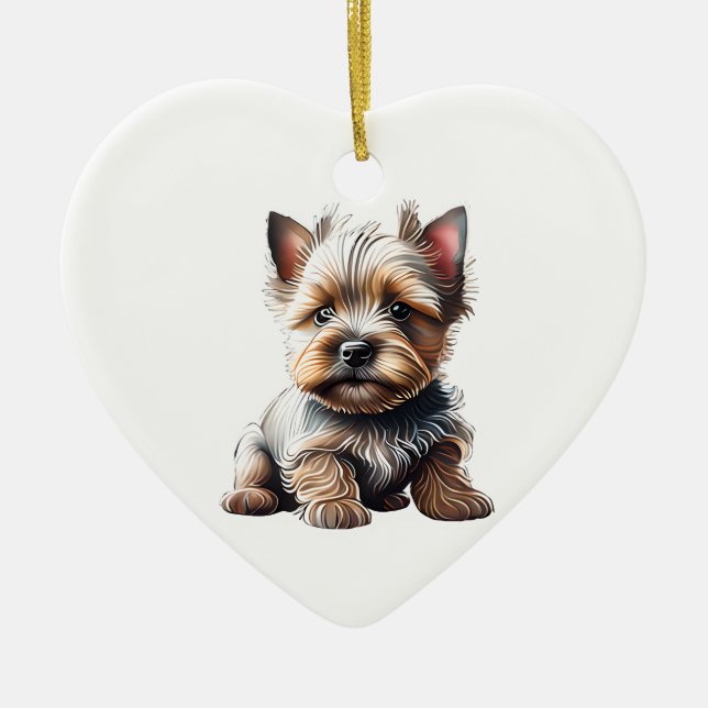 Personalised Cairn Terrier Puppy Ceramic Tree Decoration (Front)