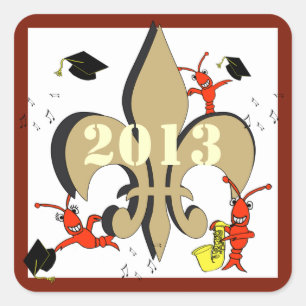 Personalised Cajun Crawfish Graduating Class Square Sticker
