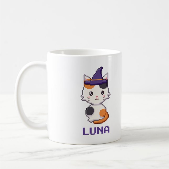 Personalised Calico Cat Halloween Mug (Left)