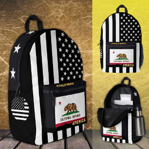 Personalised California Flag bag, American Flag Printed Backpack