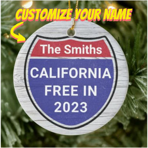 Personalised California Free in 2023 Christmas Ceramic Tree Decoration