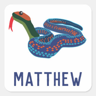 Personalised California Red Sided Garter Snake Square Sticker