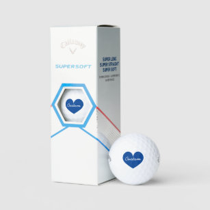 Personalised Callaway golf balls with blue heart