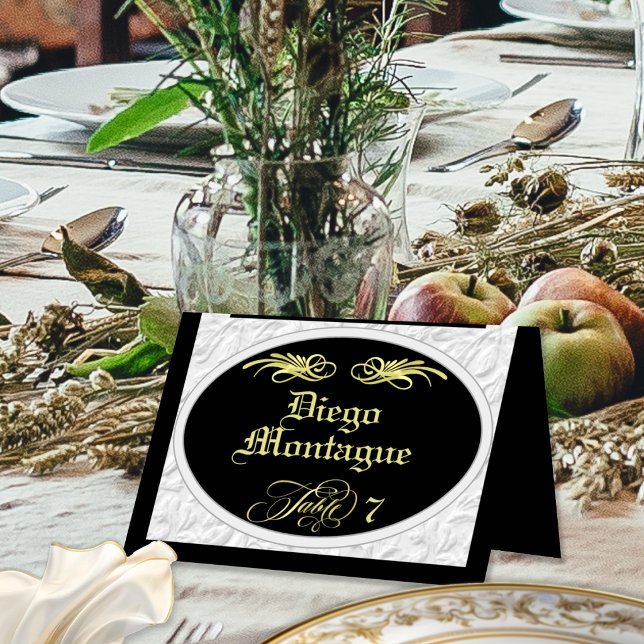 Personalised Calligraphy - Black/Gold Place Card (Creator Uploaded)