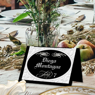 Personalised Calligraphy - Black/Silver Place Card