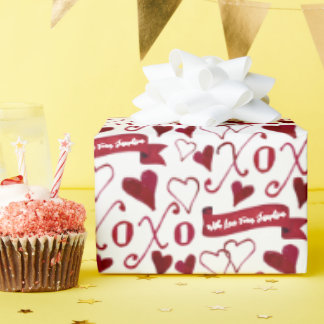 Personalised Calligraphy Boho Valentine's Day XOXO Wrapping Paper