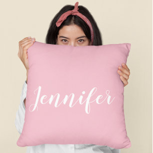 Personalised Calligraphy Jennifer Name Design Pink Cushion