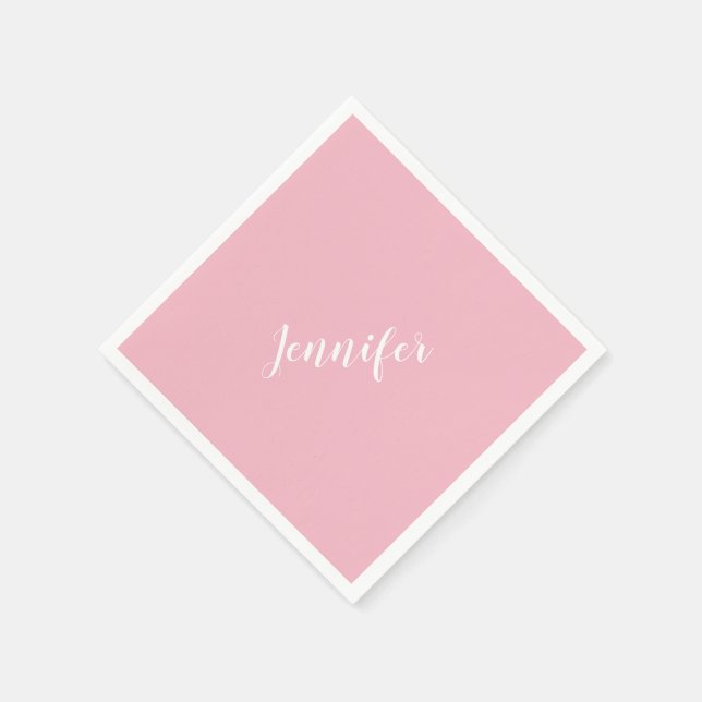 Personalised Calligraphy Jennifer Name Design Pink Napkin (Corner)