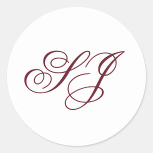 Personalised Calligraphy Monogram Wedding Classic Round Sticker
