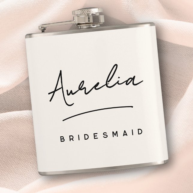Personalised Calligraphy Name Ivory Bachelorette Hip Flask (Creator Uploaded)