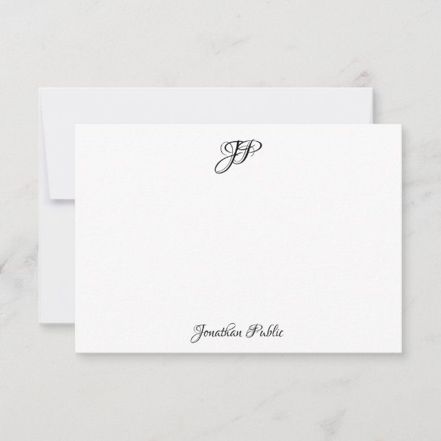 Personalised Calligraphy Name Monogram Elegant Card (Front)