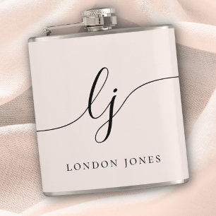 Personalised Calligraphy Name Pink Bachelorette Hip Flask