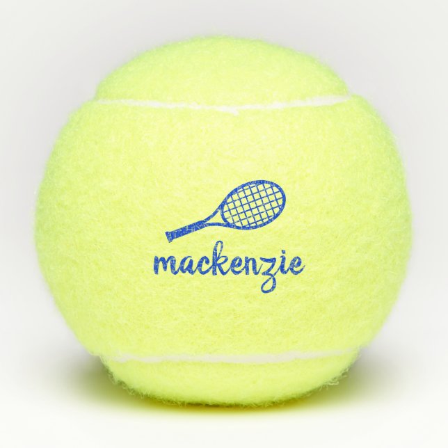Personalised Calligraphy Script Name Blue Tennis Balls (Front)