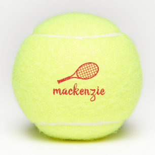Personalised Calligraphy Script Name Red Tennis Balls