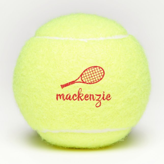 Personalised Calligraphy Script Name Red Tennis Balls (Front)