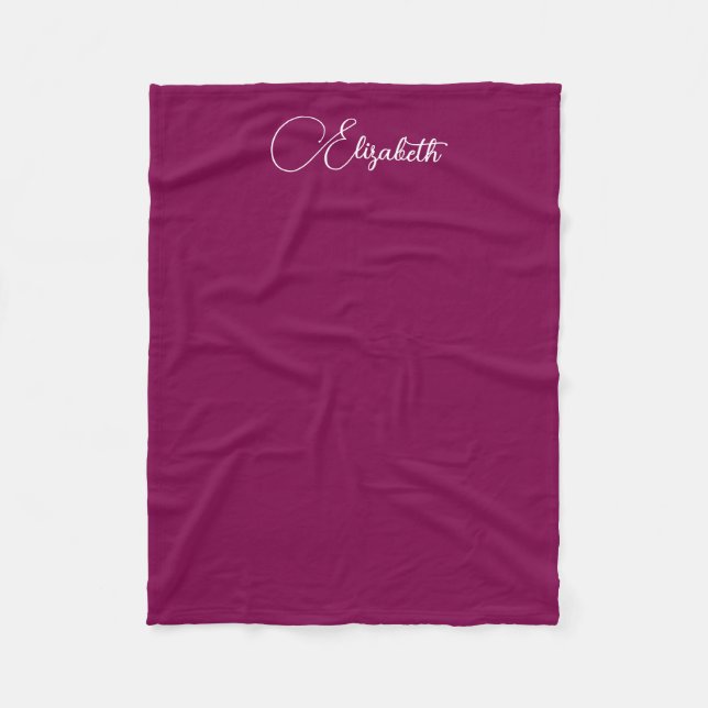 Personalised Calligraphy Script Name Wine Colour Fleece Blanket (Front)
