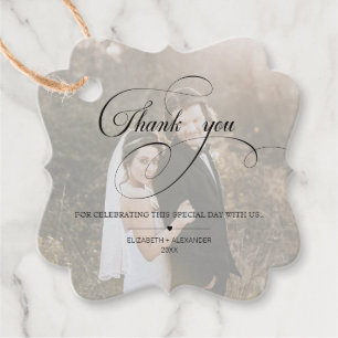 Personalised Calligraphy Script Photo Wedding Favour Tags