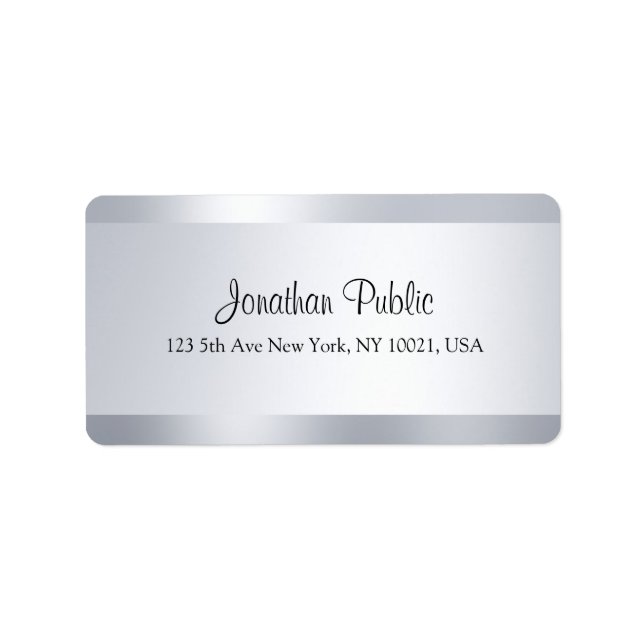 Personalised Calligraphy Script Silver Template Label (Front)