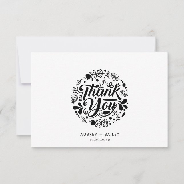Personalised Calligraphy Wedding Thank You (Front)