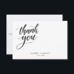 Personalised Calligraphy Wedding Thank You Card<br><div class="desc">A pretty calligraphy wedding thank you card with your names and wedding date in a simple minimal modern font.</div>