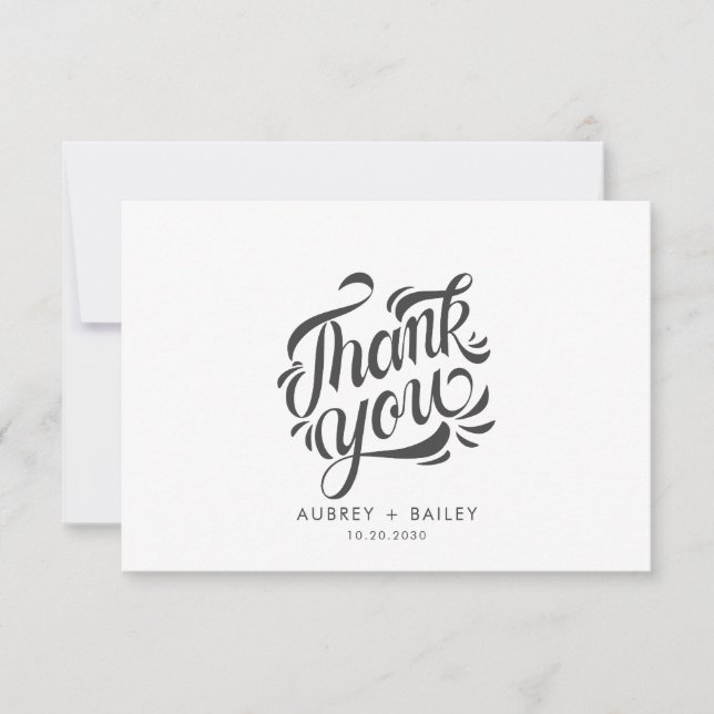 Personalised Calligraphy Wedding Thank You Ornate  (Front)