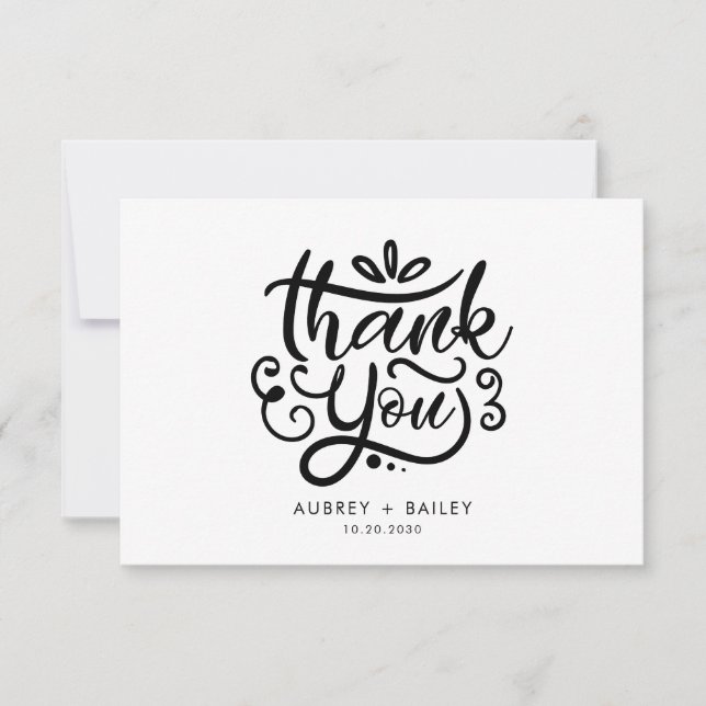 Personalised Calligraphy Wedding Thank You Ornate  (Front)