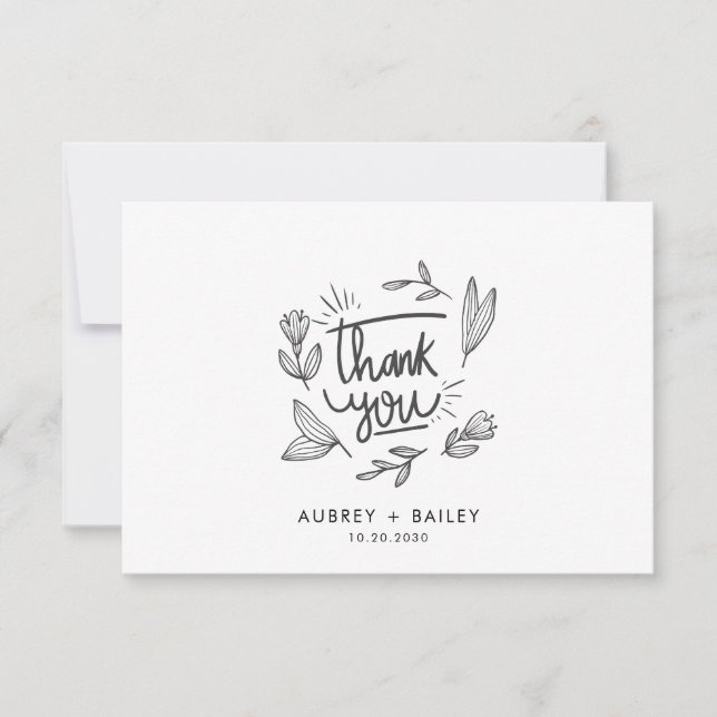 Personalised Calligraphy Wedding Thank You Ornate  Card (Front)