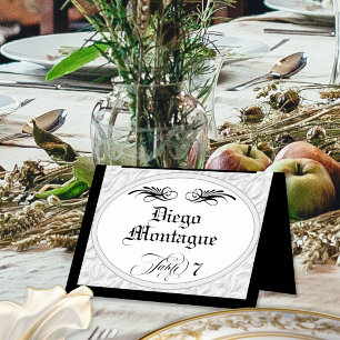 Personalised Calligraphy - White/Black Place Card
