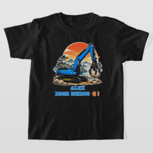 Personalised Calm Blue Excavator T-Shirt