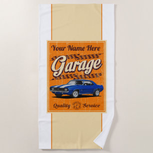 Personalised Camaro Garage Sign Beach Towel