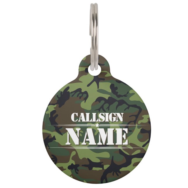 PERSONALISED CAMO CALLSIGN BIRD DOG PET TAG (Front)