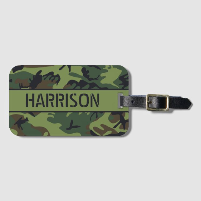 Personalised Camo Luggage Tag (Front Horizontal)
