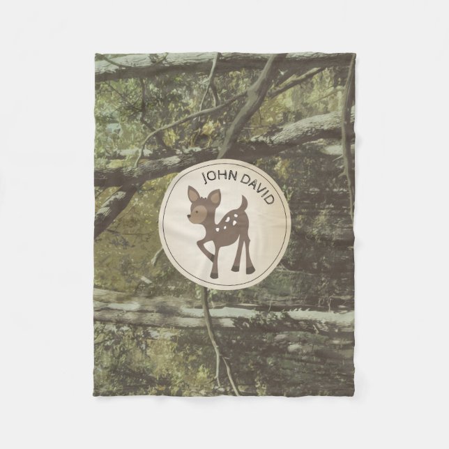 Personalised Camouflage Deer Fleece Blanket (Front)