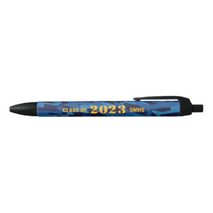 Personalised Camouflage Navy Blue Black Ink Pen