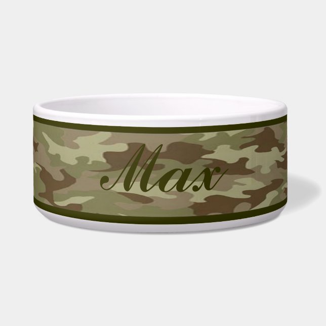 Personalised  Camouflage Pet Bowl (Front)