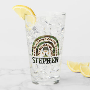 Personalised Camouflage Rainbow Design Glass