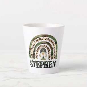 Personalised Camouflage Rainbow Design Latte Mug