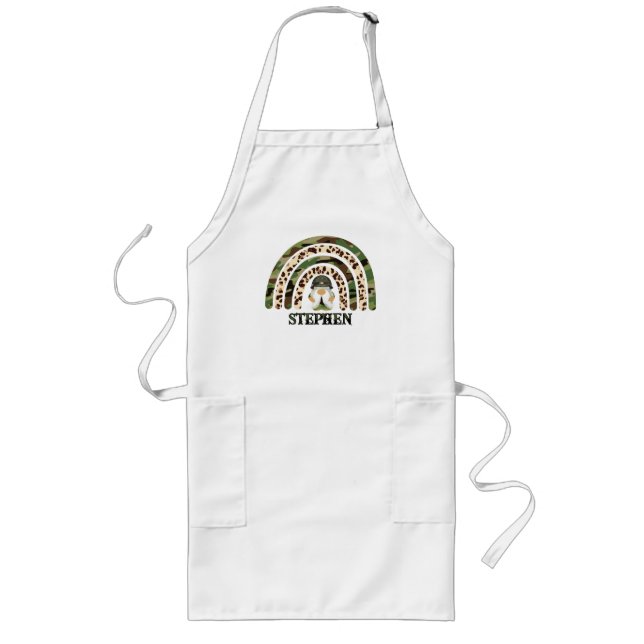 Personalised Camouflage Rainbow Design Long Apron (Front)