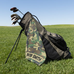 Personalised Camouflage Woodlands Pattern Golf Towel