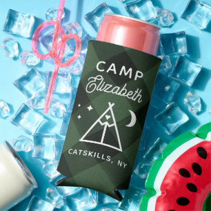 Personalised Camp Bachelorette Flannel  Seltzer Can Cooler