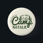Personalised Camp Bachelorette Party Bridesmaids 3 Cm Round Badge<br><div class="desc">Immerse your bridal party in a unique and unforgettable glamping experience with our Personalised Camp Bachelorette Party Bridesmaids Button. Perfect for a "wild in the woods" celebration, these buttons blend rustic charm with elegant design, featuring whimsical elements like mountains and mimosas. They are the ideal accessory for your camp-themed bachelorette,...</div>