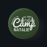 Personalised Camp Bachelorette Party Bridesmaids 3 Cm Round Badge<br><div class="desc">Elevate your bachelorette bash with our Personalised Camp Bachelorette Party Bridesmaids Buttons, the perfect addition to any glamping adventure. Designed with nature-inspired elements like mountains and mimosas, these buttons capture the rustic yet elegant spirit of a "wild in the woods" celebration. Whether you're lounging by the campfire, exploring the great...</div>