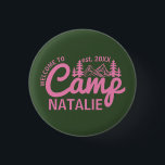 Personalised Camp Bachelorette Party Bridesmaids 3 Cm Round Badge<br><div class="desc">Transform your bachelorette celebration into a glamping adventure with our Personalised Camp Bachelorette Party Bridesmaids Button. These charming buttons are the ultimate accessory for a "wild in the woods" experience, capturing the essence of outdoor fun with elegant designs featuring mountains and mimosas. Whether you're around the campfire, hiking scenic trails,...</div>
