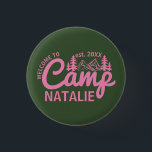 Personalised Camp Bachelorette Party Bridesmaids 3 Cm Round Badge<br><div class="desc">Transform your bachelorette celebration into a glamping adventure with our Personalised Camp Bachelorette Party Bridesmaids Button. These charming buttons are the ultimate accessory for a "wild in the woods" experience, capturing the essence of outdoor fun with elegant designs featuring mountains and mimosas. Whether you're around the campfire, hiking scenic trails,...</div>