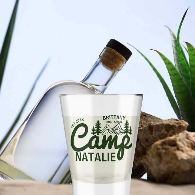 Personalised Camp Bachelorette Party Bridesmaids Shot Glass (Creator Uploaded)