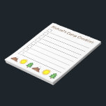 Personalised Camp Checklist Sun Tree Mountain Notepad<br><div class="desc">Camp checklist notepad design features original illustrations of a mountain, tree, and summer sunshine. Just personalise with your information. Lots of additional illustrated notepads are also available from this shop. This design is also available on other products. Don't see what you're looking for? Need help with customisation? Contact Rebecca to...</div>